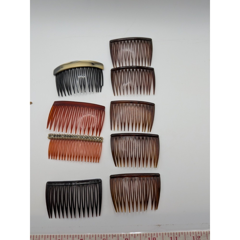 Vintage Goody Mini Hair Combs Side Pin Brown Marble Tortoise 2" USA - Picture 2 of 16